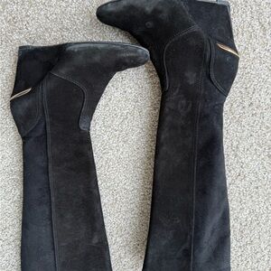 Black Suede Over-the-Knee Boots